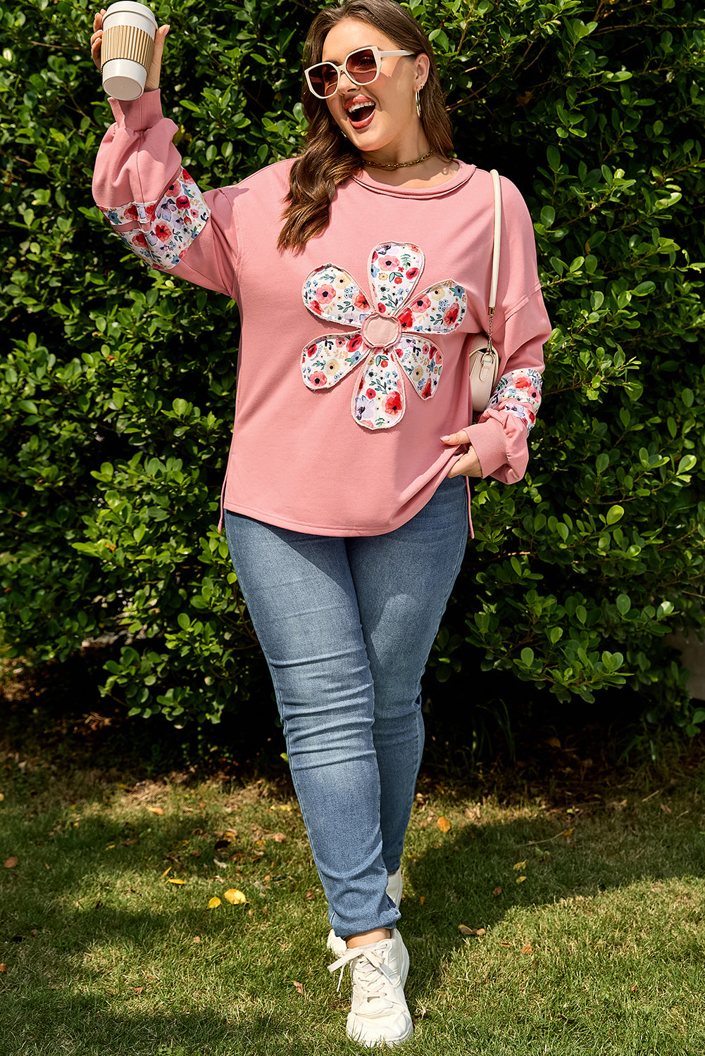 Petal Power Floral Appliqué Sweatshirt
