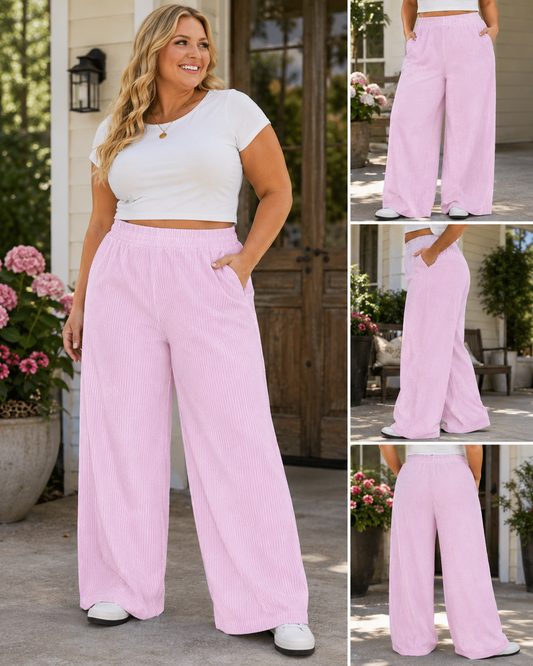 Striped Wide Leg Trousers With Pockets
