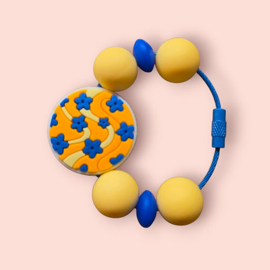 "Yellow With Blue Flowers" Tumbler Charm