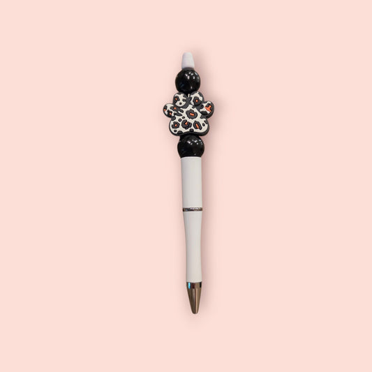 White Pen Paw Print Black