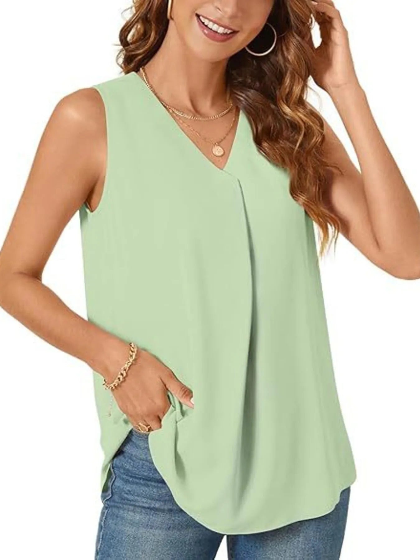 Full Size V-Neck Sleeveless Tank Top Plus Size - Bayou Curves