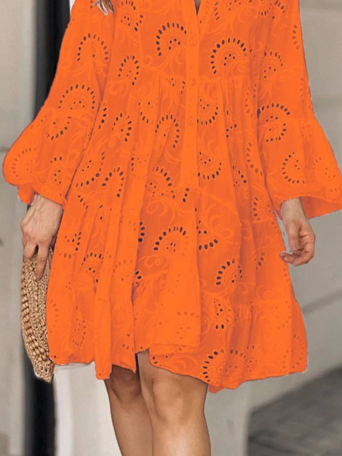 Full Size Eyelet Ruffled Hem Tiered Dress Plus Size - Bayou Curves