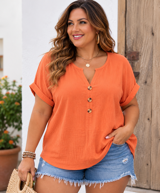 Easy Going Button Detail Top