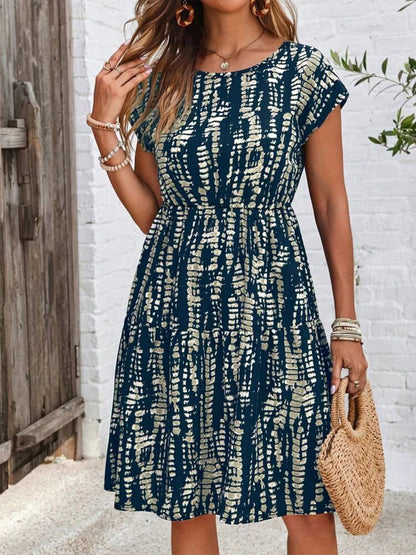 Plus Size Printed Long Sleeve Ruffle Hem Mini Dress - Bayou Curves