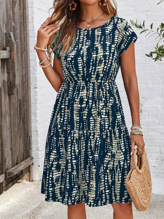 Plus Size Printed Long Sleeve Ruffle Hem Mini Dress - Bayou Curves