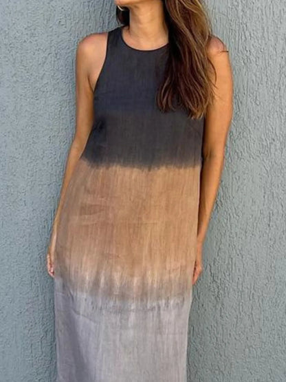 Full Size Sleeveless Gradient Tank Midi Dress Plus Size - Bayou Curves