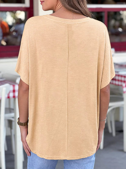 Casual V-Neck Relaxed Fit T-Shirt - Bayou Curves