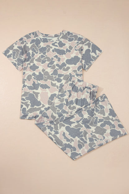 Plus Size Retro Camouflage Print 2pcs Outfit