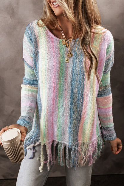 Pastel Daydream Fringe Tunic Sweater