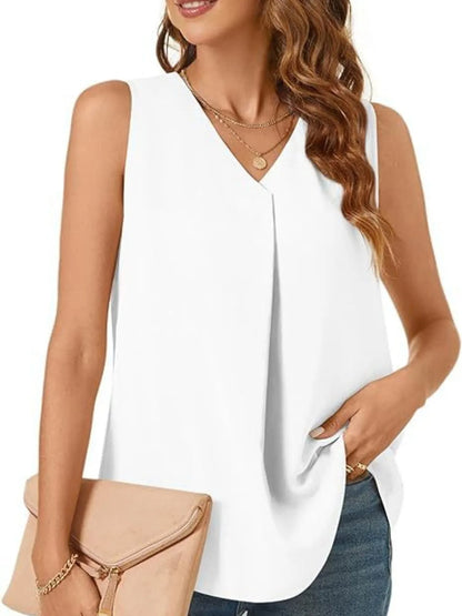 Full Size V-Neck Sleeveless Tank Top Plus Size - Bayou Curves