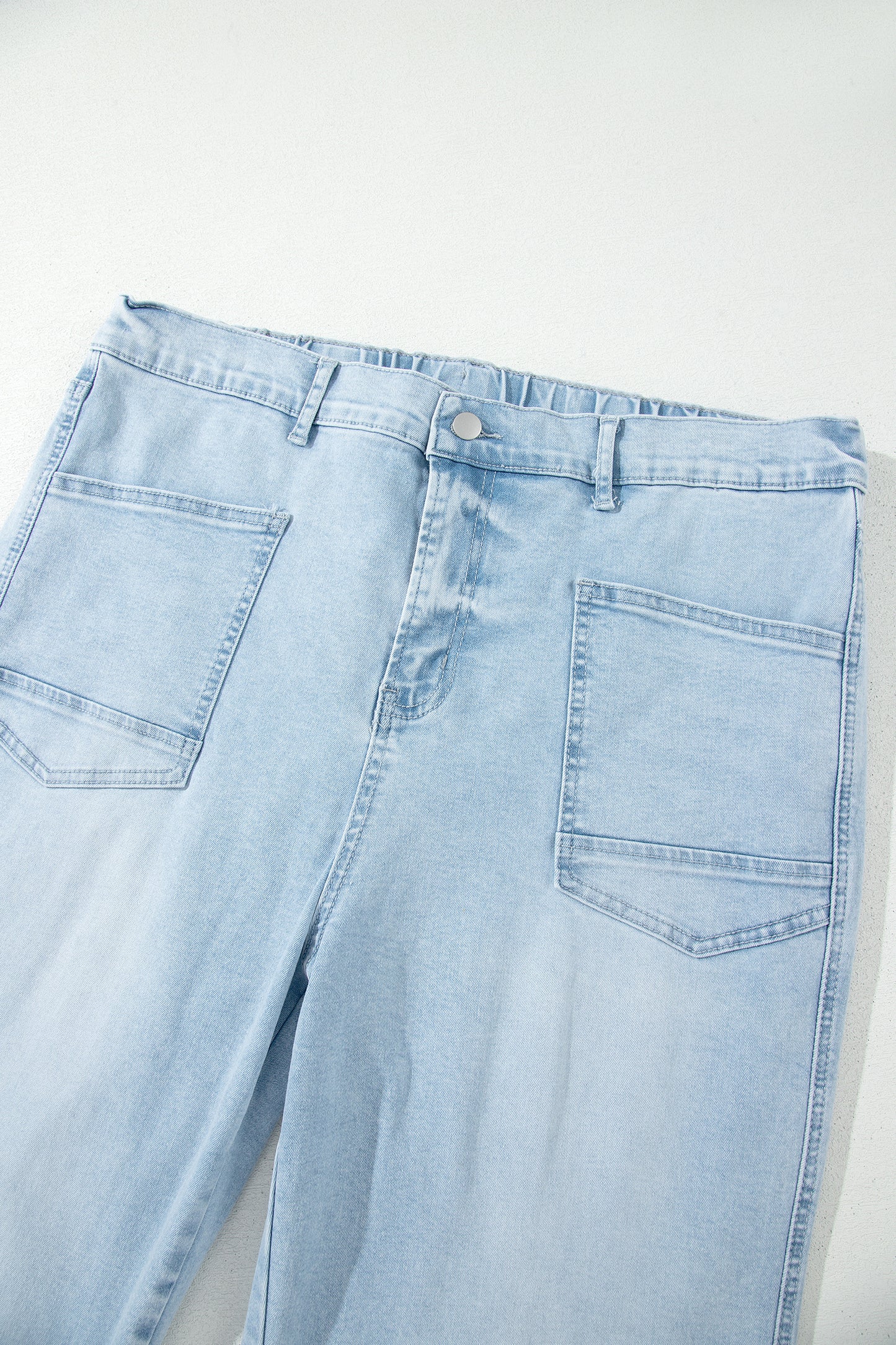 Plus Size Beau Blue Seam Detail Patch Pocket Raw Cut Shift Jeans
