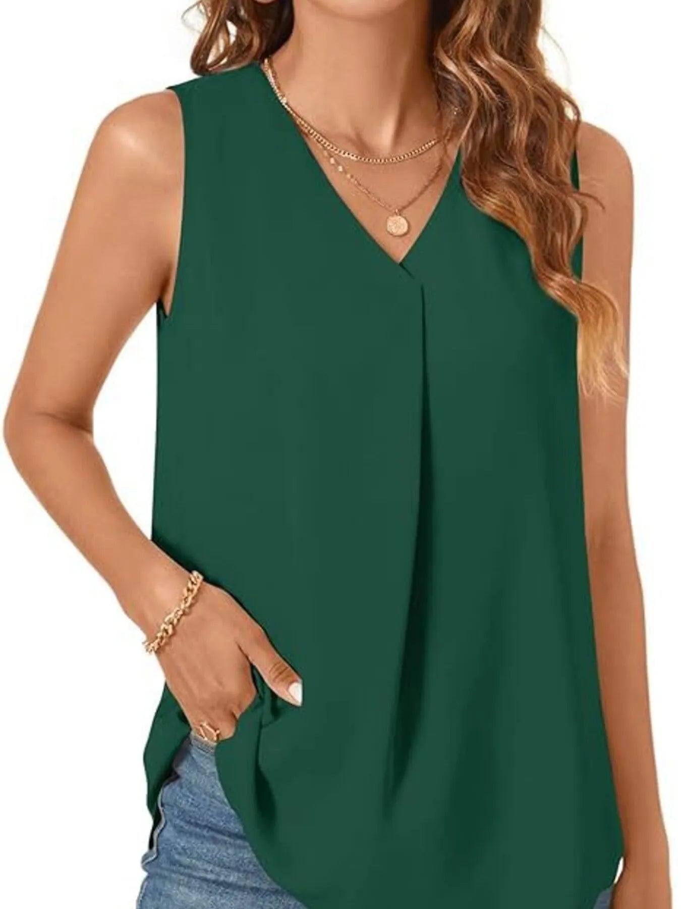 Full Size V-Neck Sleeveless Tank Top Plus Size - Bayou Curves