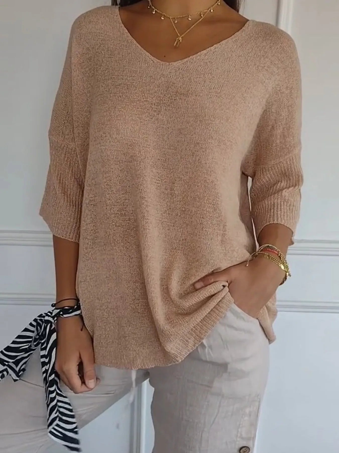 Full Size Relaxed Fit Ribbed Hem Sweater Plus Size - Bayou Curves
