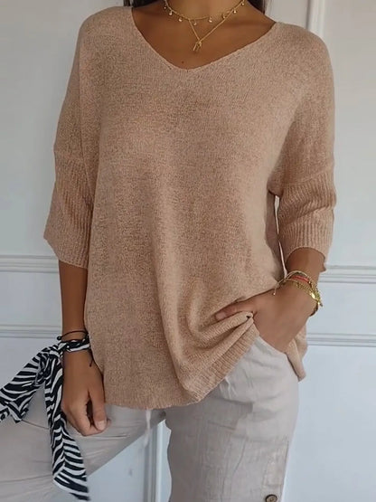 Full Size Relaxed Fit Ribbed Hem Sweater Plus Size - Bayou Curves