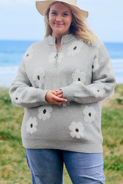Flower Power Half-Zip Sweater