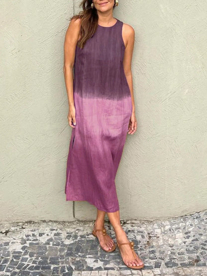 Full Size Sleeveless Gradient Tank Midi Dress Plus Size - Bayou Curves