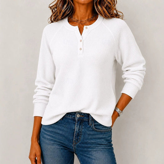 Everyday Button Front Knit Top - Bayou Curves