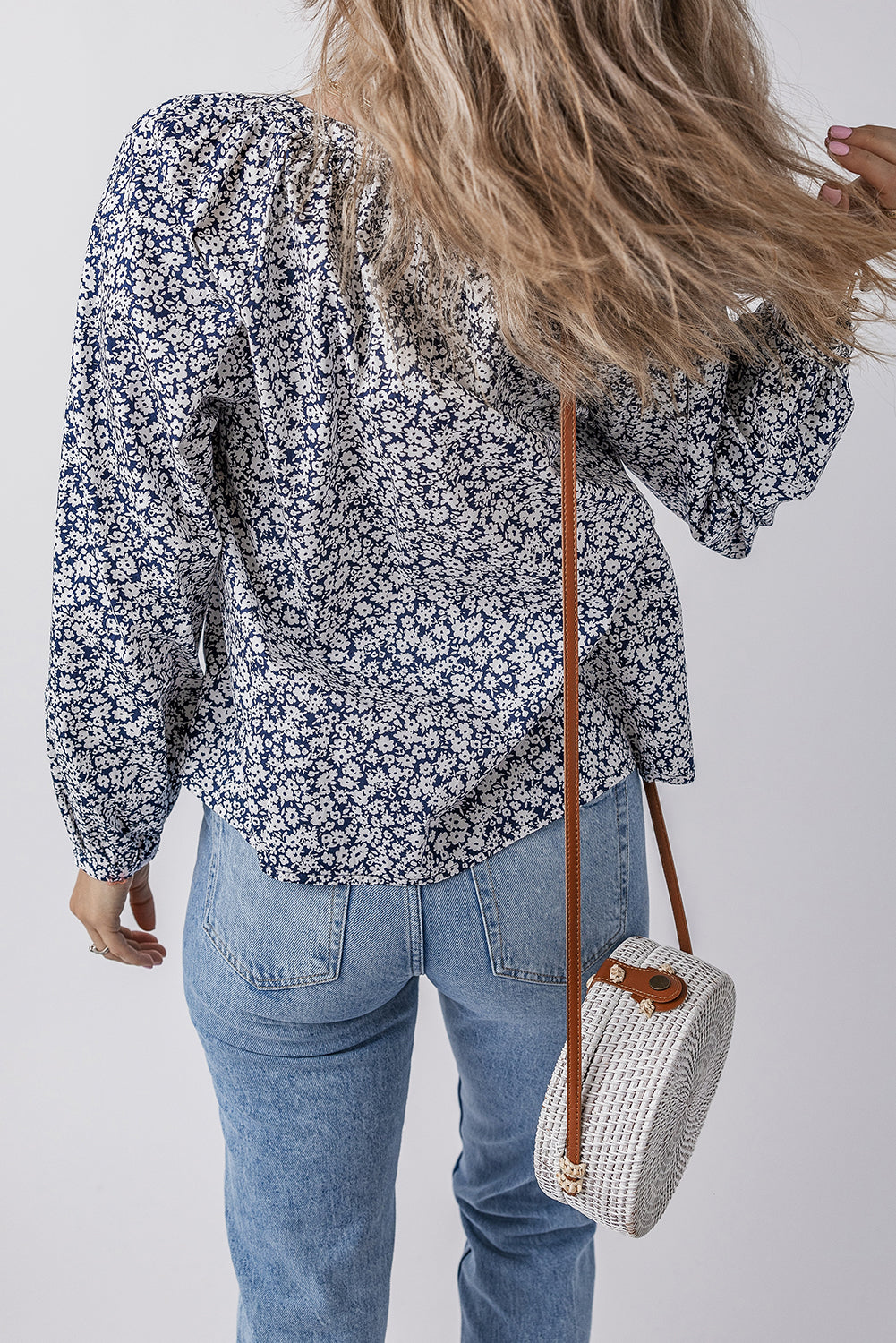 Blue Belle Floral Puff Sleeve Blouse