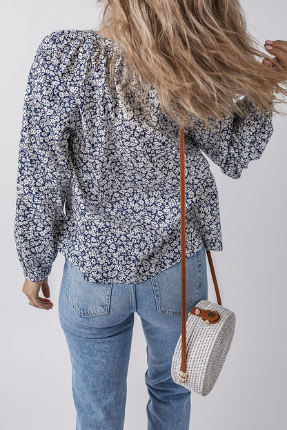 Blue Belle Floral Puff Sleeve Blouse