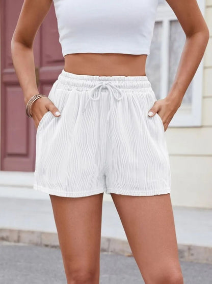 Florira Texture Drawstring Shorts - Bayou Curves