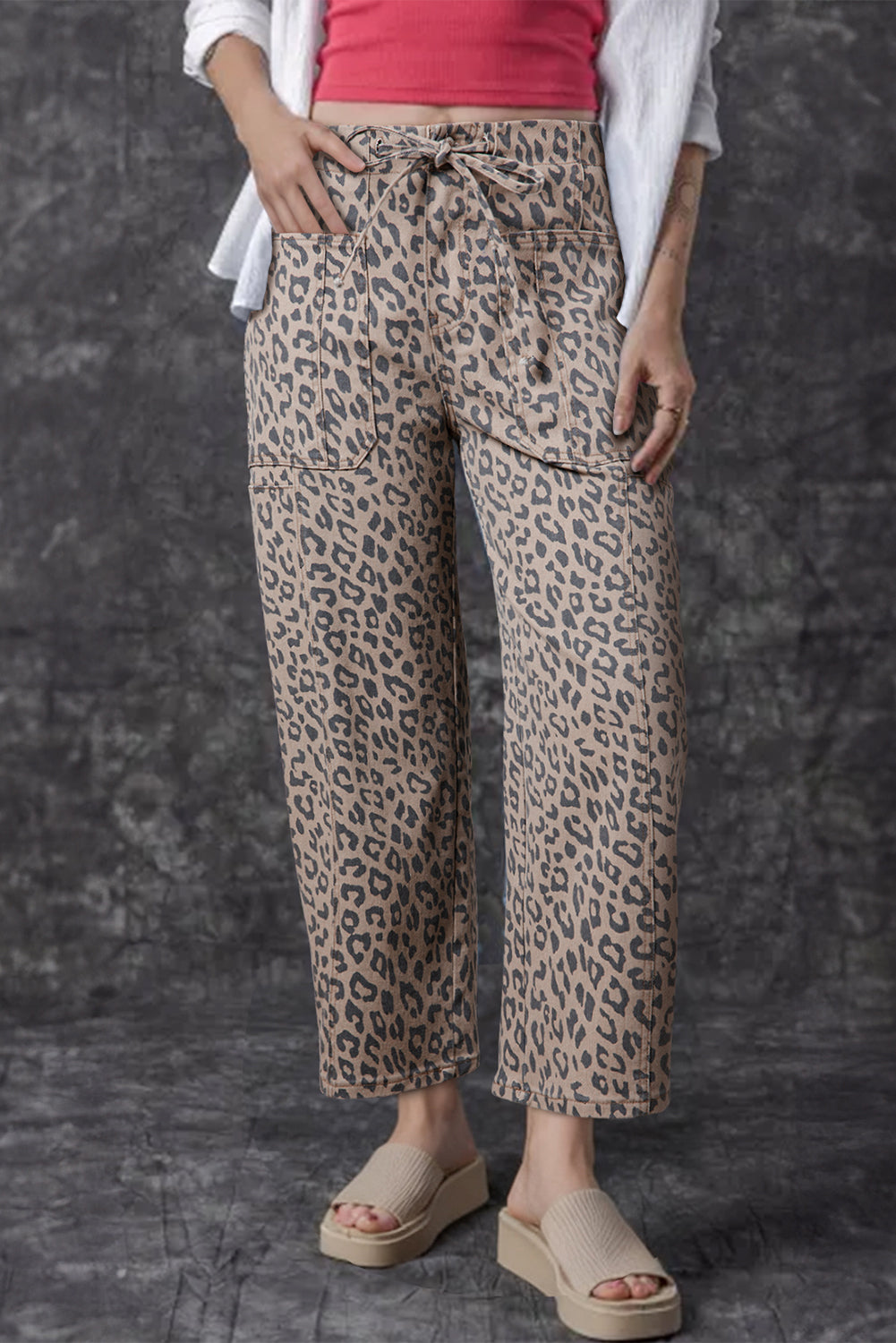 Wild Side Leopard Barrel Jeans