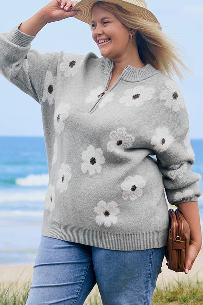 Flower Power Half-Zip Sweater