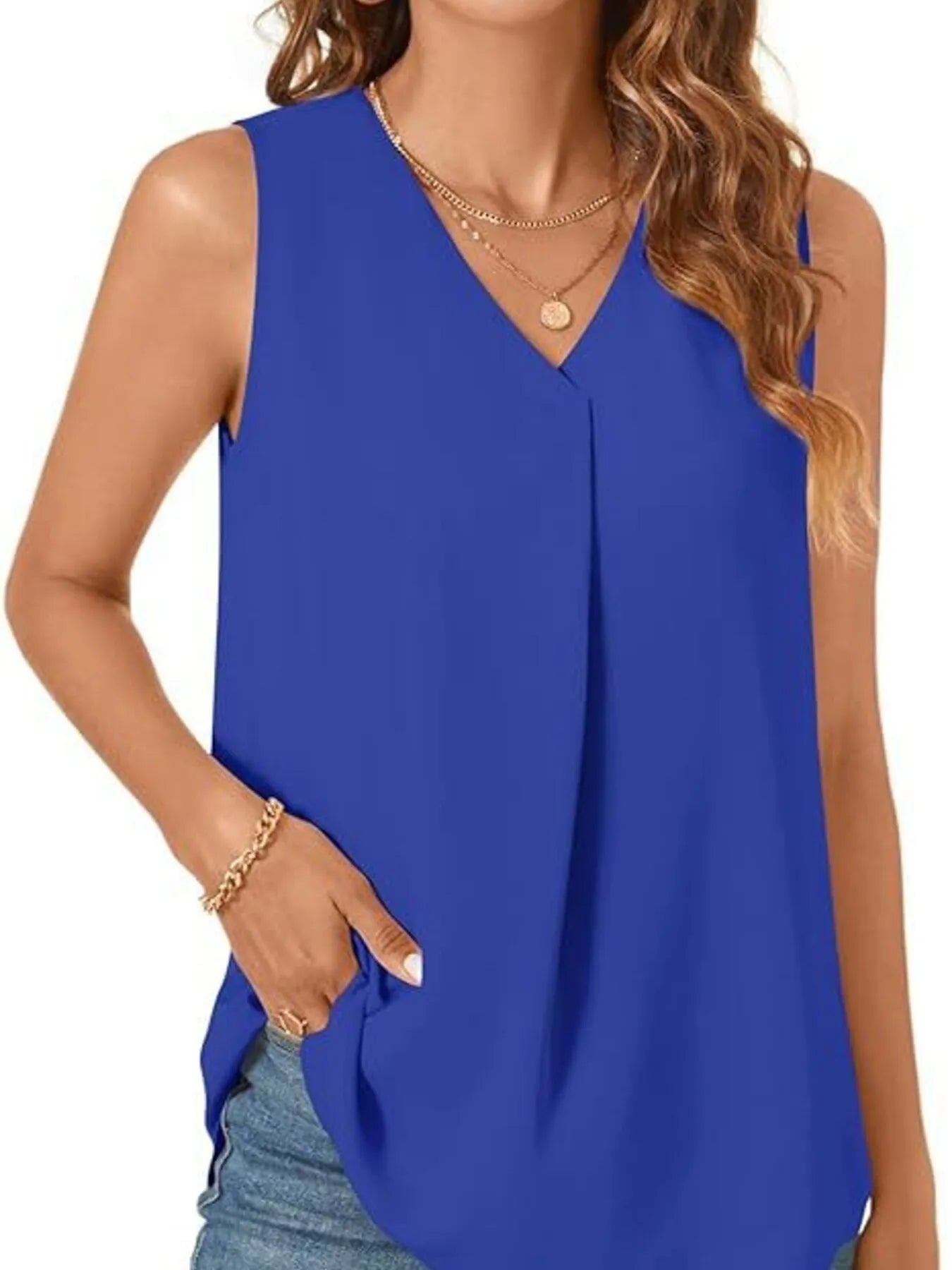 Full Size V-Neck Sleeveless Tank Top Plus Size - Bayou Curves