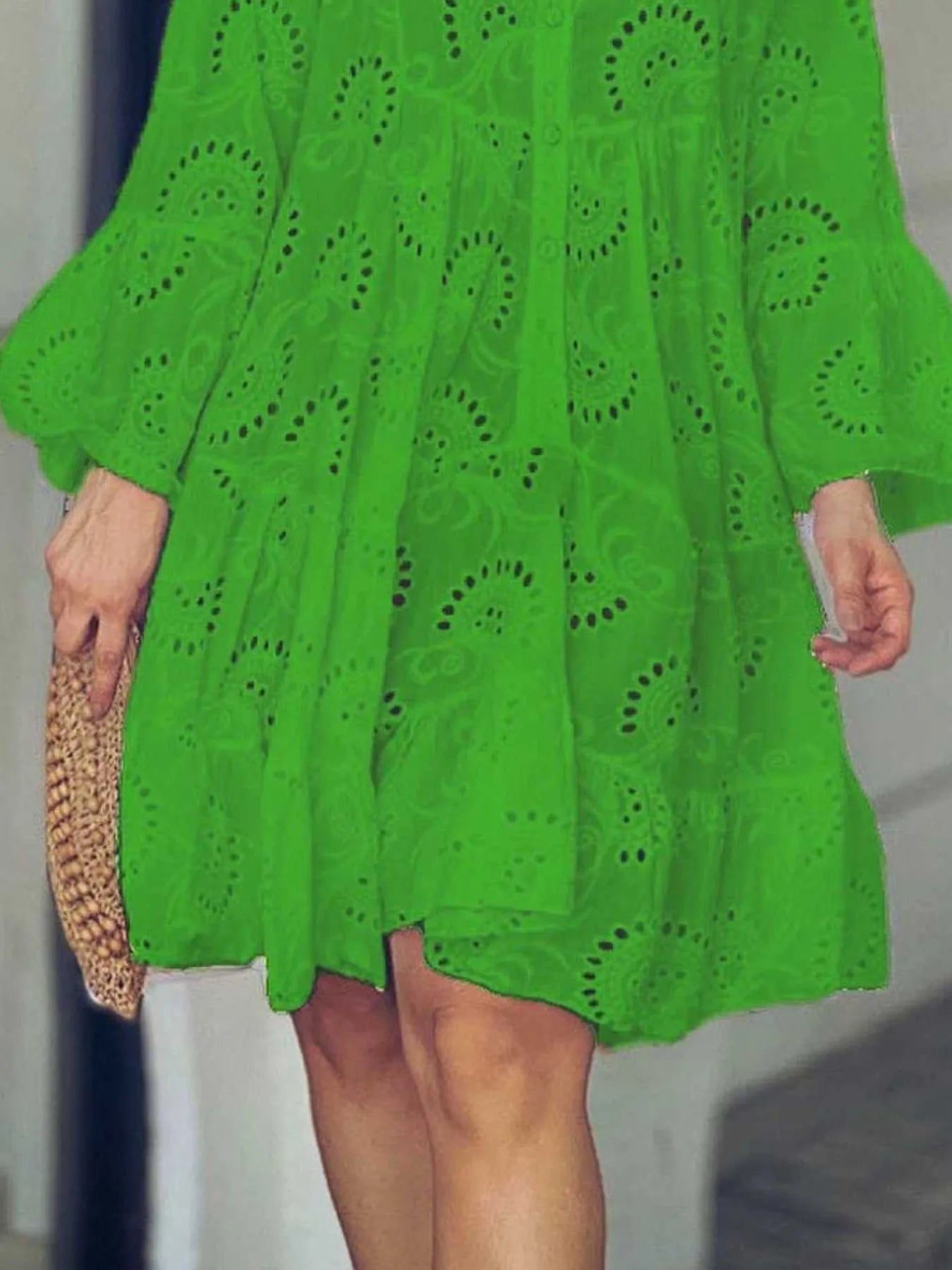 Full Size Eyelet Ruffled Hem Tiered Dress Plus Size - Bayou Curves