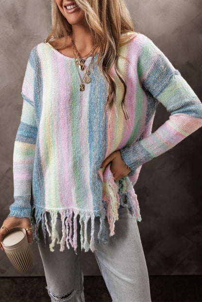Pastel Daydream Fringe Tunic Sweater