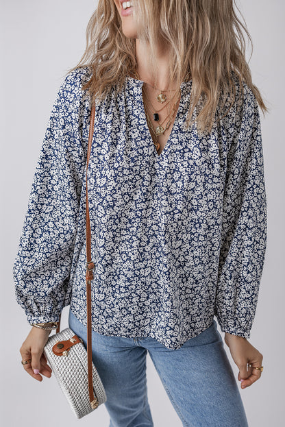 Blue Belle Floral Puff Sleeve Blouse