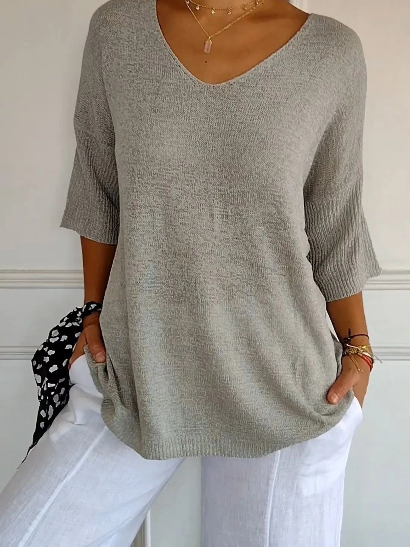 Full Size Relaxed Fit Ribbed Hem Sweater Plus Size - Bayou Curves