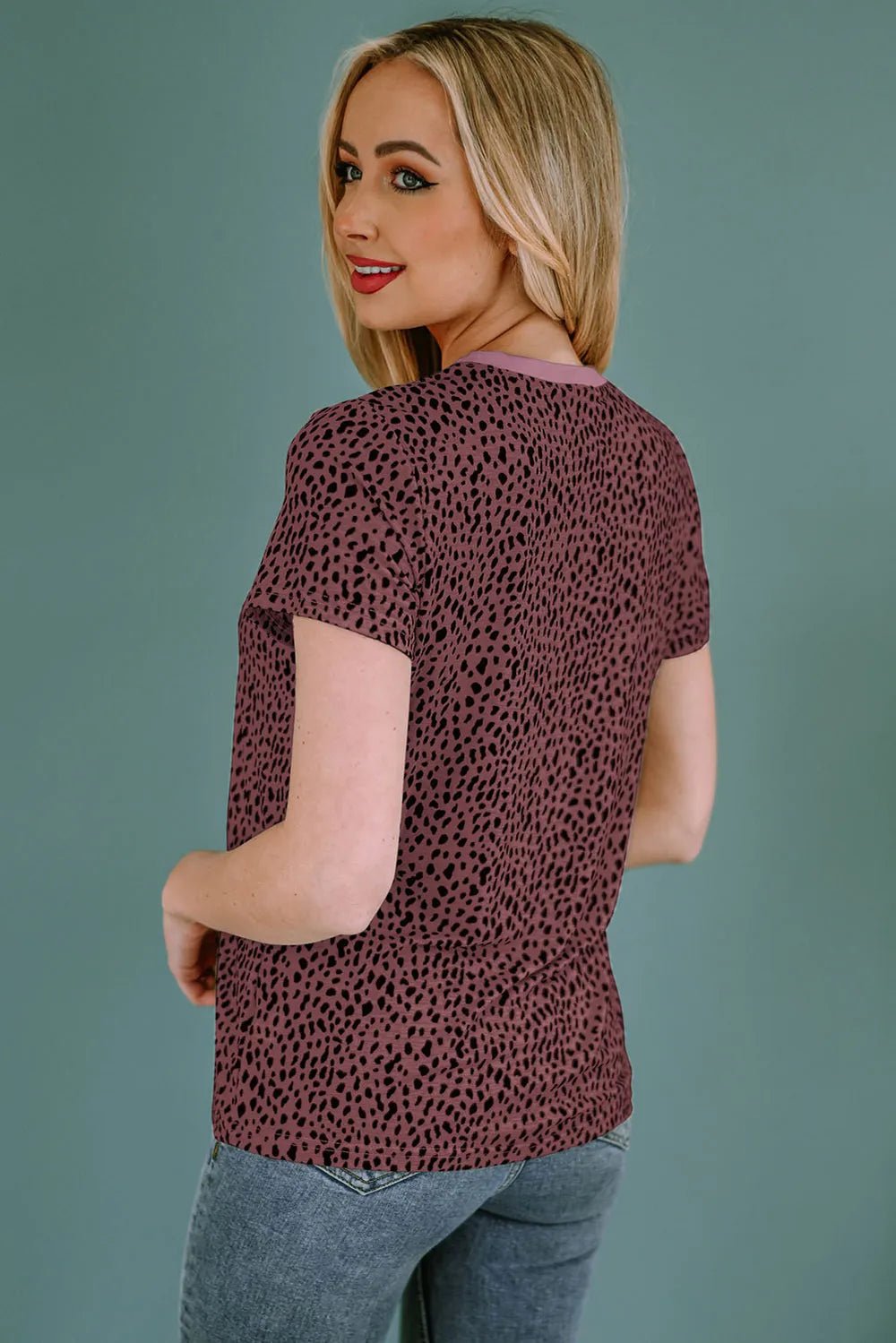 Animal Print Round Neck Short Sleeve T-Shirt - Bayou Curves