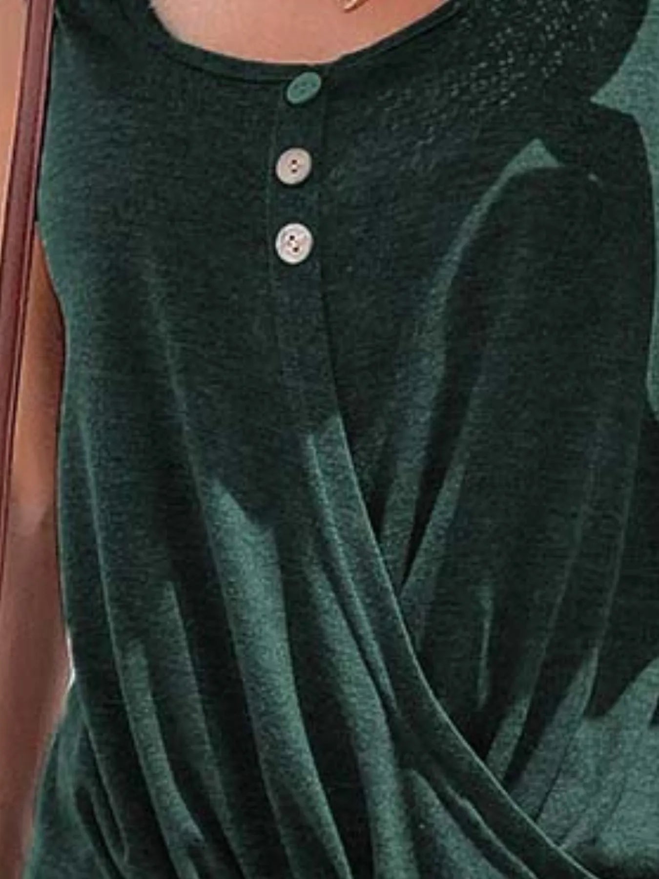 Full Size Twisted Hem Button Detail Tank Plus Size - Bayou Curves